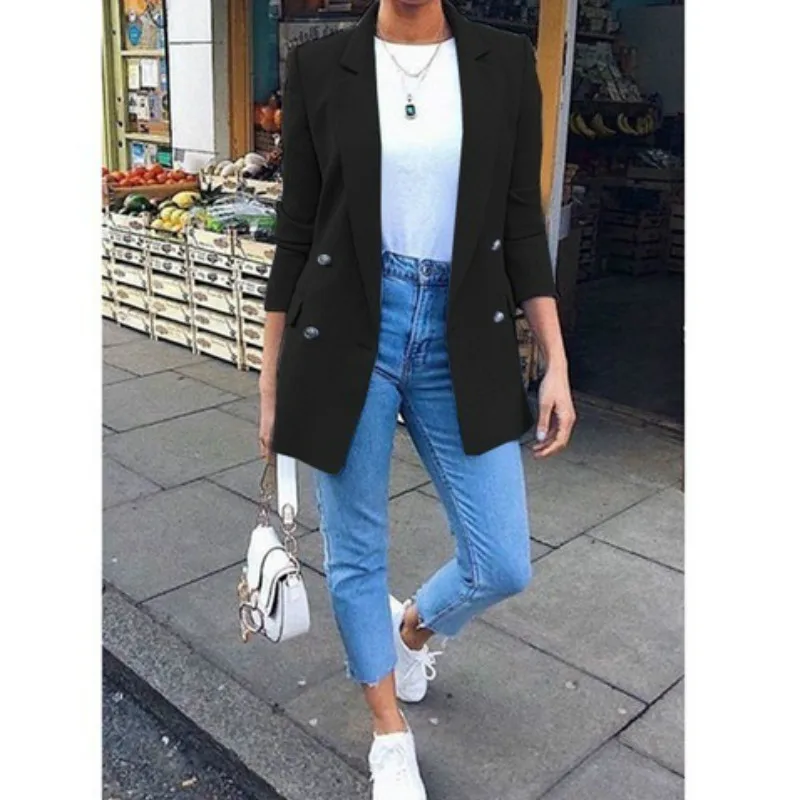 

2020 New Women Blazers Office Lady Slim Long Sleeve Solid Color Coat Fashion Elegant Female Long Suit Womens Jackets Fashion