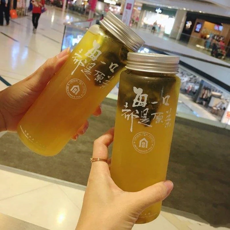 10 шт./лот чашка для молока и чая пластиковая бутылка напитков с креативным