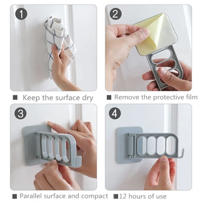 

Folding Wall Hanger Hook for Bedroom Kitchen Room Clothes Self-adhesive Wall Mounted Hooks Hanging Rack Storage Keys Holder