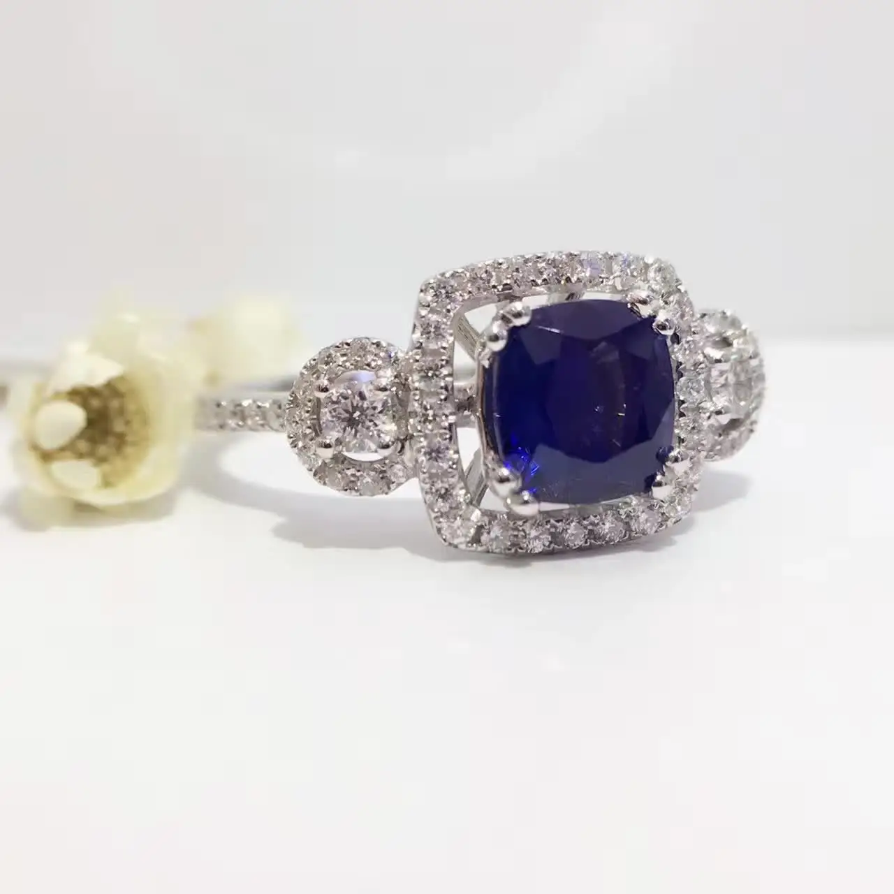 1.687ct+ 0.407ct 18K золото натуральный сапфир женское кольцо с алмазной установкой новое Изысканное Украшение на свадьбу обручальное кольцо