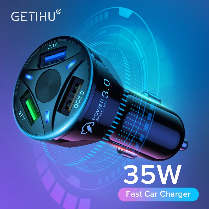 Автомобильное зарядное устройство GETIHU 35 Вт 3 USB-порта быстрая зарядка телефона
