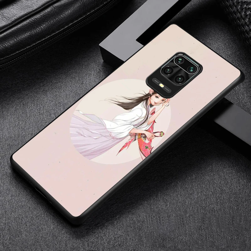 Black Soft Cover Beauty of Chinese ink painting for Xiaomi Redmi Note 9 9S 8 8T 7 7S 6 5A 5 4X 4 Pro Max Prime Phone Case