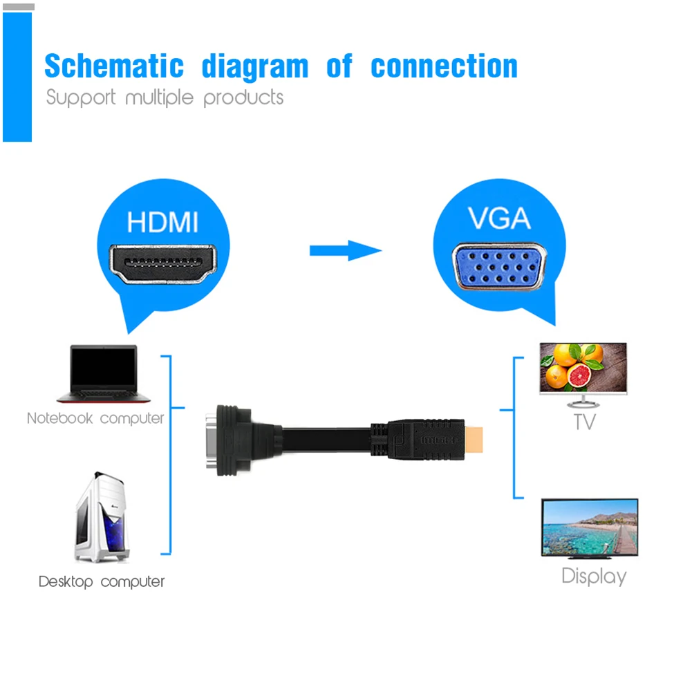 

HDMI-compatible to VGA Adapter OTG Can connect The Monitor and Other Screen
