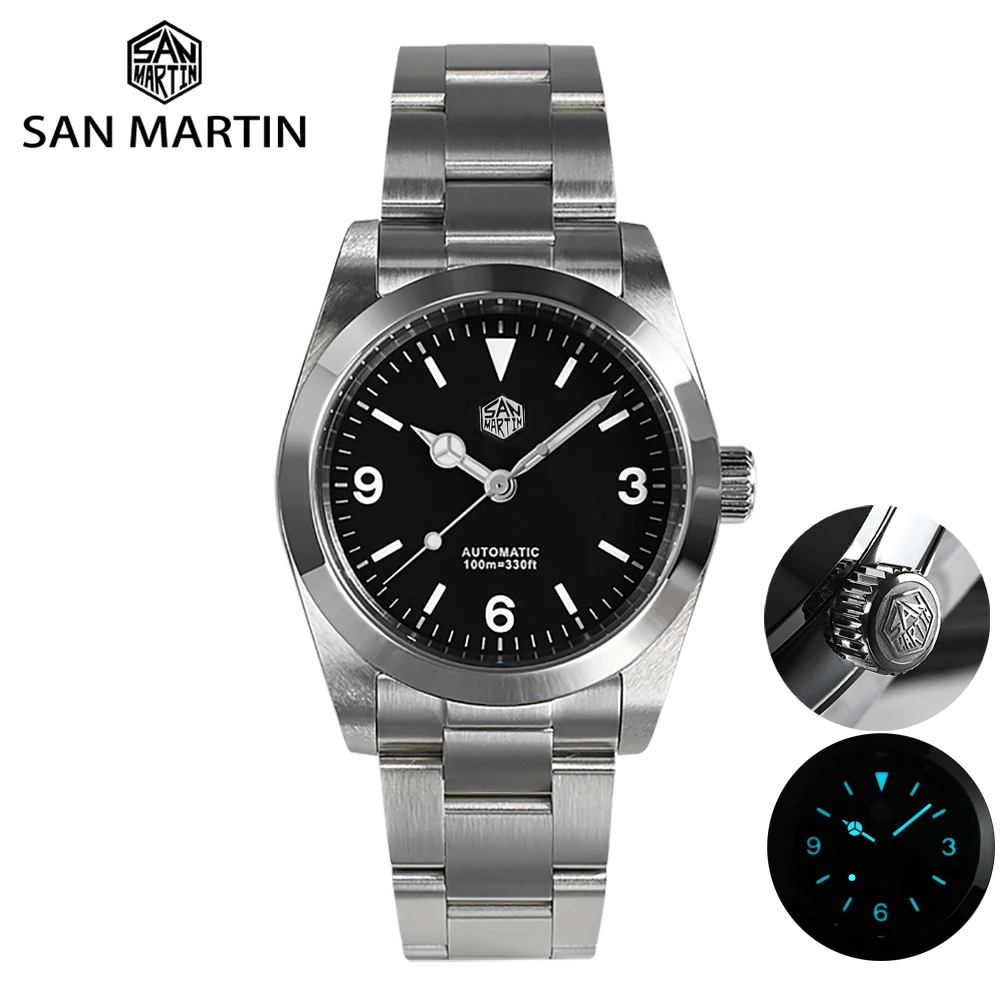 

San Martin 36mm Explore Series Vintage Men Sport Watch Luxury Sapphire PT5000 SW200 Automatic Mechanical 10Bar BGW-9 SN021-G