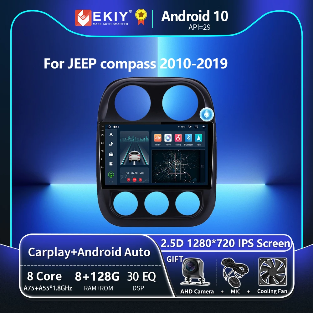 

EKIY T8 8G 128G Автомобильное радио для Jeep Compass 1 MK 2009-2015 IPS DSP Мультимедийная система Магнитофон Навигация GPS Стерео Carplay Беспроводная связь Авто ...