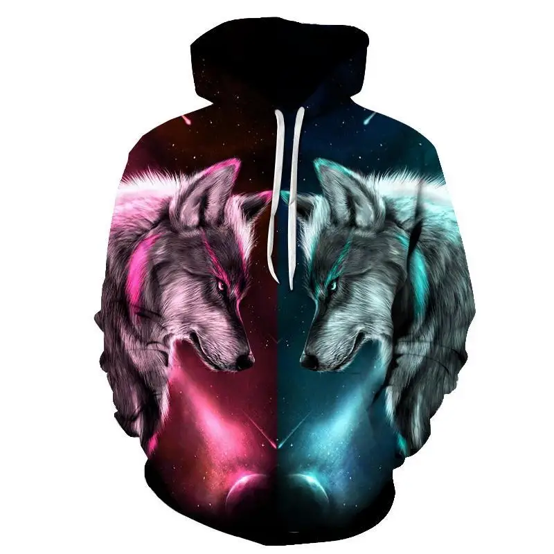 Толстовка с капюшоном ICE AND HOT Wolf брендовые свитшоты куртки мужские толстовки