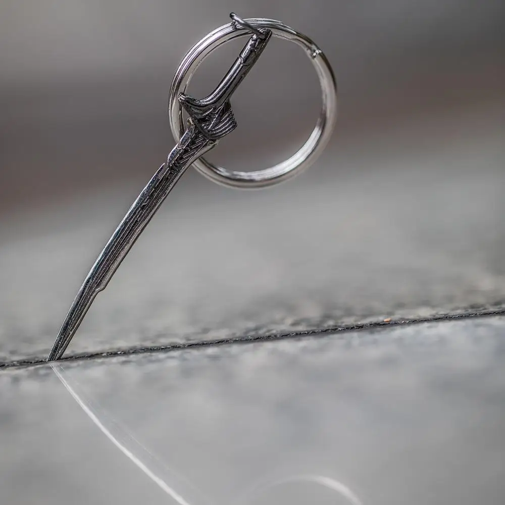 X-COSTUME Alita: Battle Angel Alita Sword Necklace&ampKeychain Silver Collection Cosplay Accessories Halloween Gift High Quality |