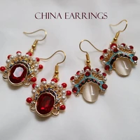 fashion original design drop oil pastoral flowers drop earrings retro antique opera hook earring for women vintage jewelry