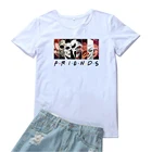 Футболка женская хлопковая с забавным принтом, уличная одежда с мультяшным принтом в стиле Харадзюку, свободная белая рубашка