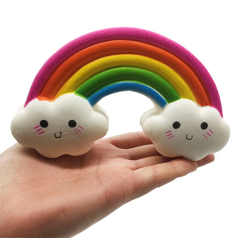 1 ud. Arco Iris Kawaii nube blanca juguetes para apretar suaves para ni&ntilde;os adultos crecimiento lento perfumado apretar alivio del estr&eacute;s juguetes chico regalo de Navidad-4