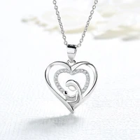 sodrov sterling silver 925 mother and child love heart pendant necklace for women silver necklace