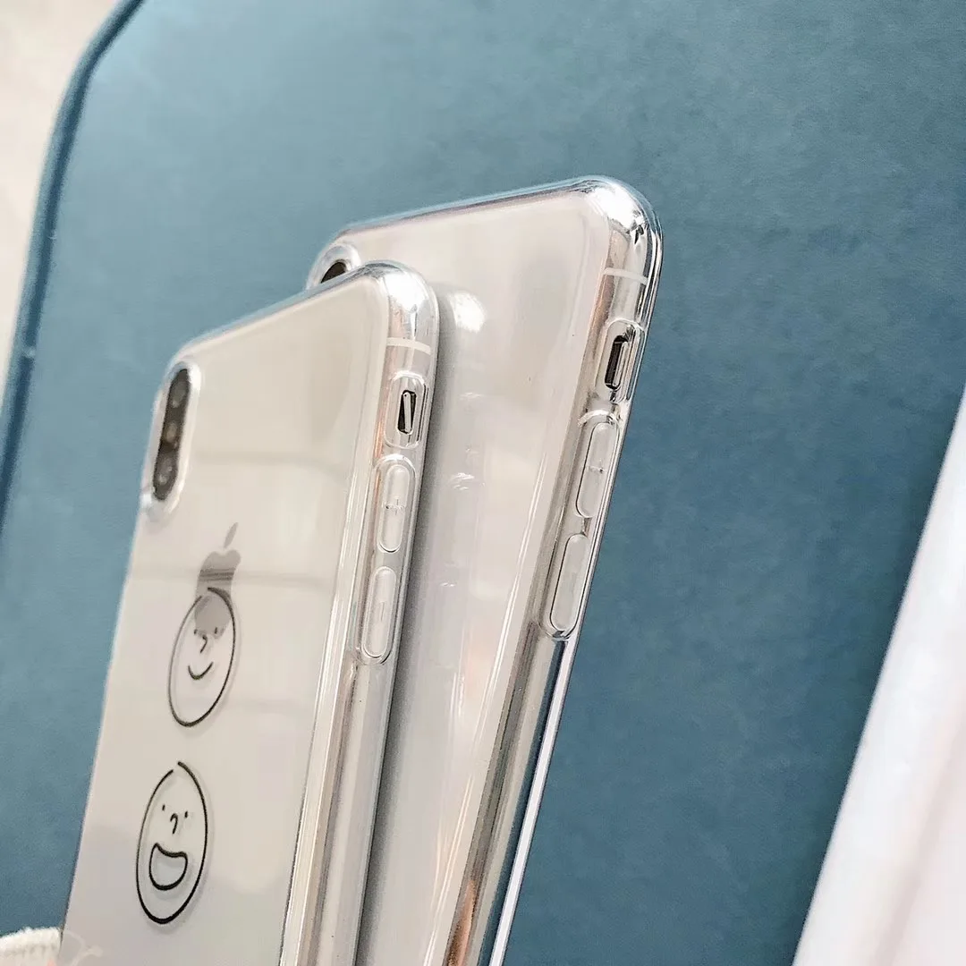 Новый Модный Милый простой чехол для телефона с изображением смайлика iphone Xs MAX XR X