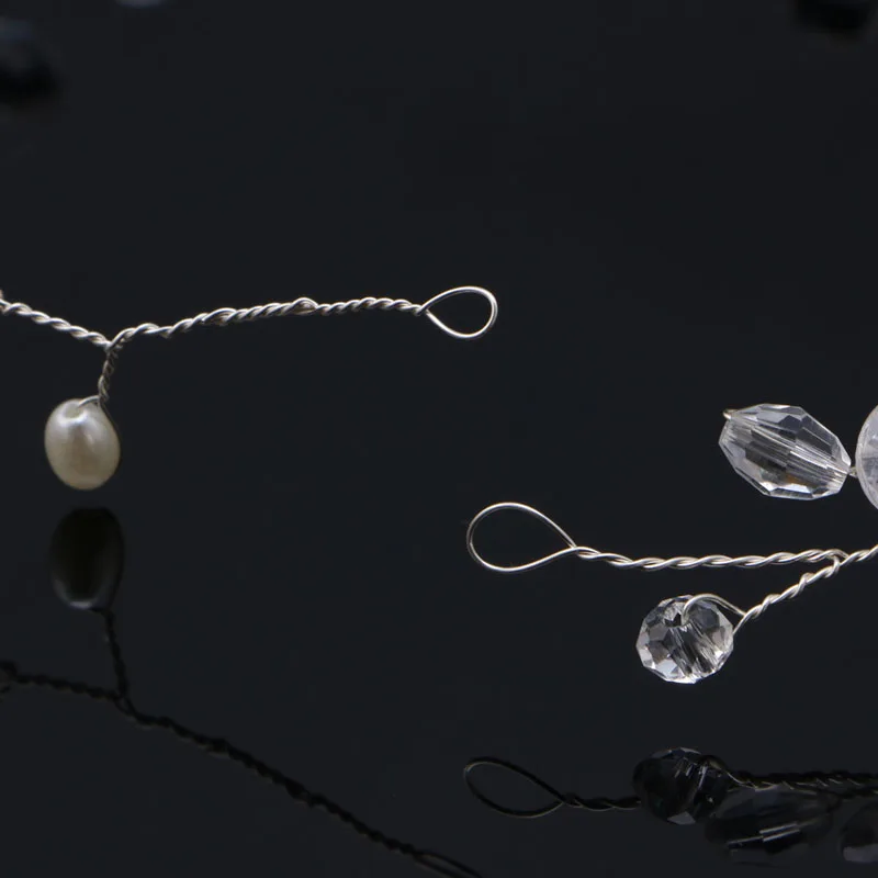 

Vintage Faux Crystal Pearl Tiara Drop Bridal Headband Wedding Hair Accessories 875C