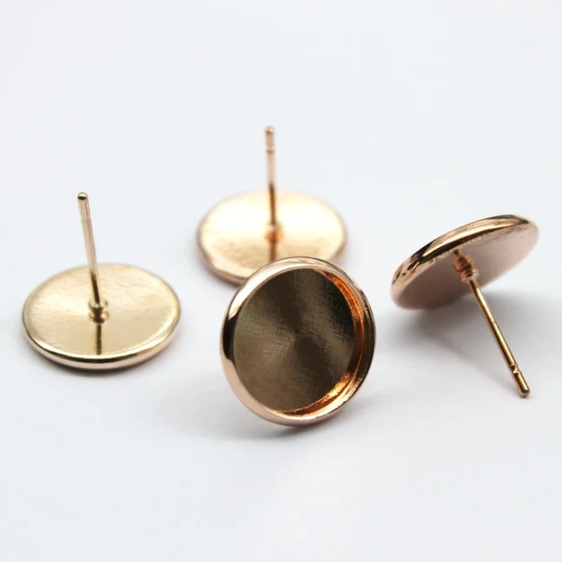 Круглые серьги-гвоздики с покрытием из розового золота 12 мм | Украшения и