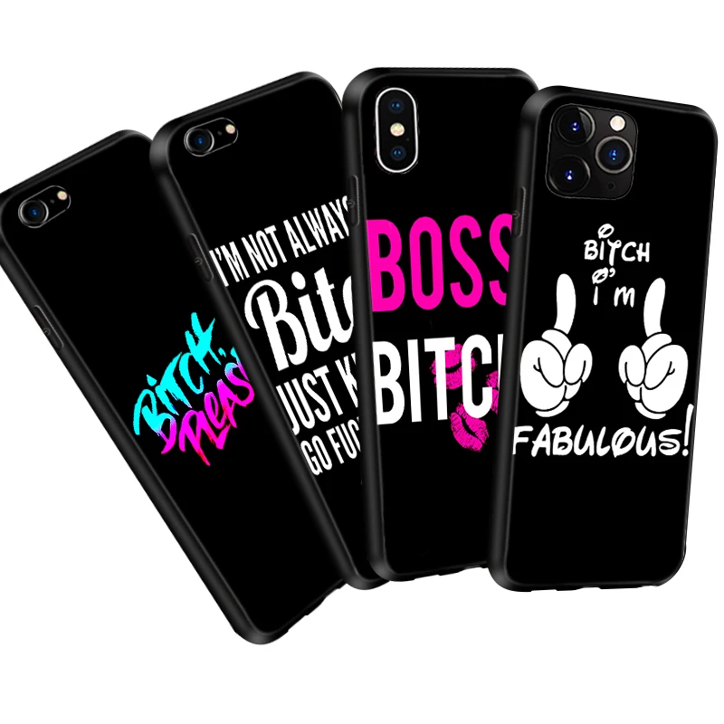 Coque розовый Bitch режим чехол для iPhone 11 Pro Max XR XS SE 5 5S 6 6S 7 Plus 8 телефона из ТПУ с принтом