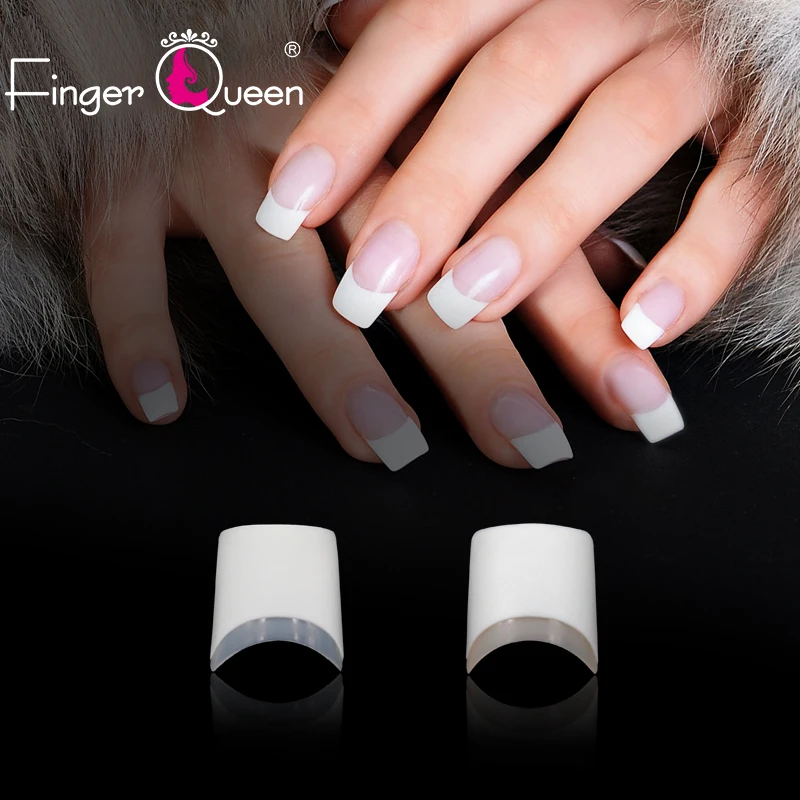 FingerQueen 12/24 шт. полу накладные ногти натуральный/прозрачный гроб искусственных