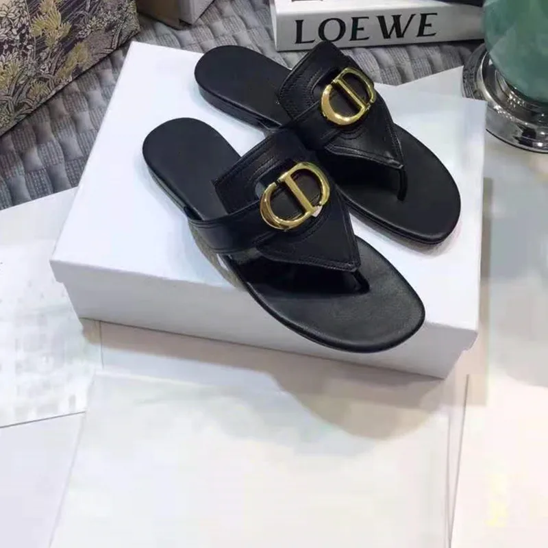 

Women Flat Slippers Luxurys Designers Sandals Leather Brand Girl Slides Sandalias Casual Flip Flops Size 35-43 with Box