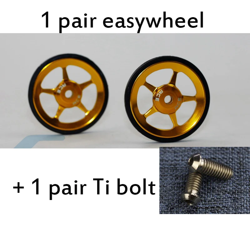 1 пара велосипед Easywheel для Brompton Алюминий сплав супер легкая по весу простая колеса+ Титан болты 22 г/шт - Цвет: gold