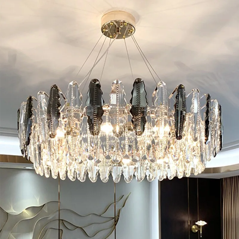 Современные хрустальные светодиодные люстры, декоративная лампа для гостиной, столовой, комнатный подвесной светильник