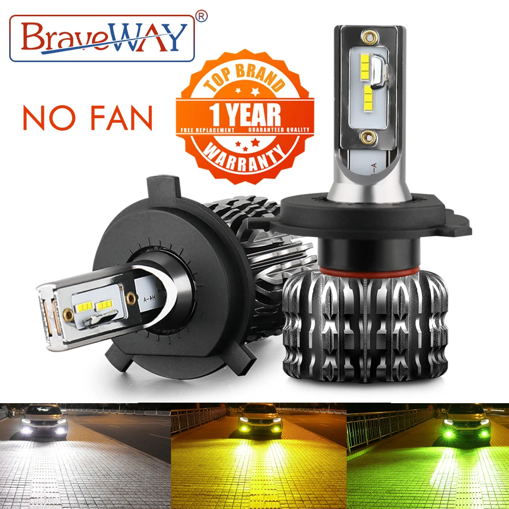 

BraveWAY H4 Led Headlight H7 LED Car Bulb H1 H3 H27 9005 9006 HB3 HB4 H11 LED Fog Lamp 12V 3000K 6000K 8000K White Yellow Green