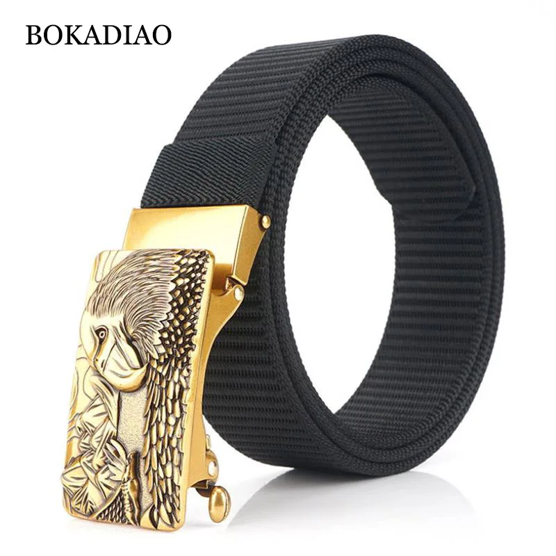 BOKADIAO Men&women Nylon Belt luxury Metal Automatic Buckle Belts for men fashion jeans waistband Wild casual canvas male strap