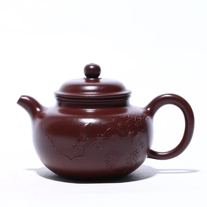 

Yixing famous Zisha teapot raw material Dahongpao hand painted squirrel duoqiu Teapot Set
