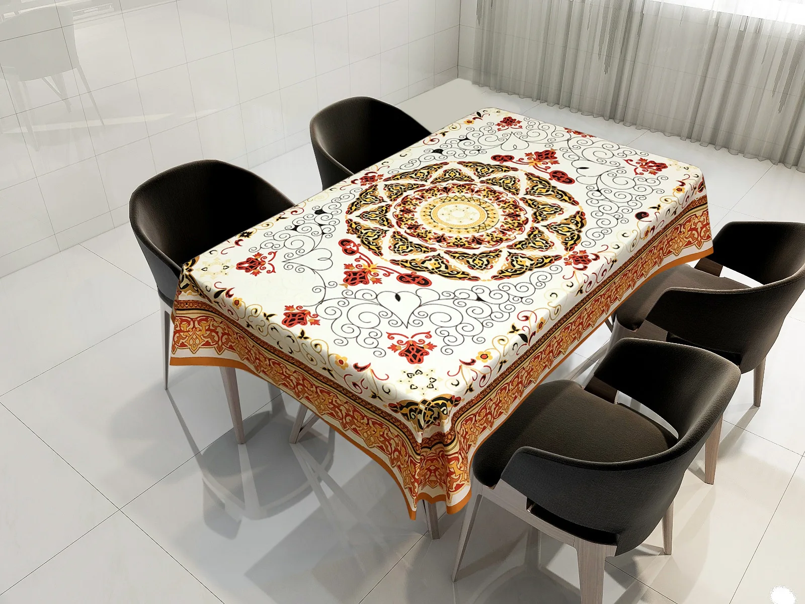 

Rectangle Wall Art Eid Mubarak Ramadan Islam Muslim Home Decoration Table Cloth Cotton Linen Waterproof Moslem Ramadan Decor