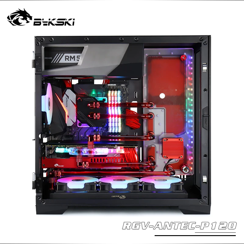 

BYKSKI Acrylic Board Water Channel Solution use for Antec P120 Computer Case for CPU and GPU Block / 3PIN A-RGB / Combo DDC Pump