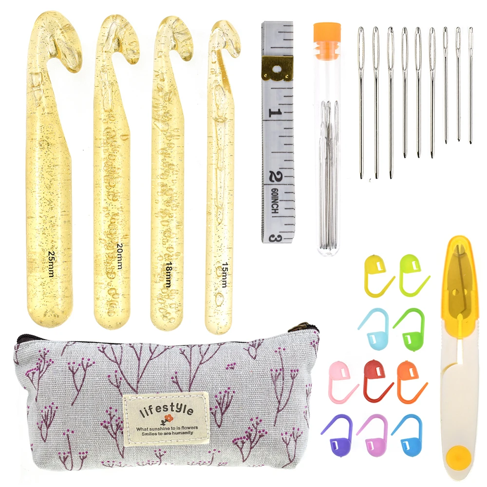 4 шт./компл. новый стиль Набор вязаных крючком игл с кристаллами застежкой