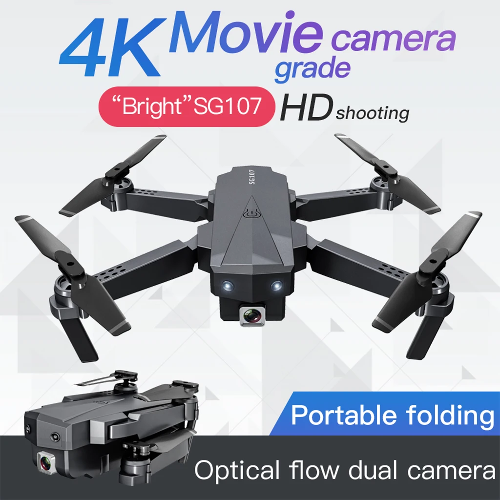 

RC Drone Quadcopter with HD Camera WiFi FPV Foldable RC Quadcopter SG107 Up to 15 MInutes Flying Time