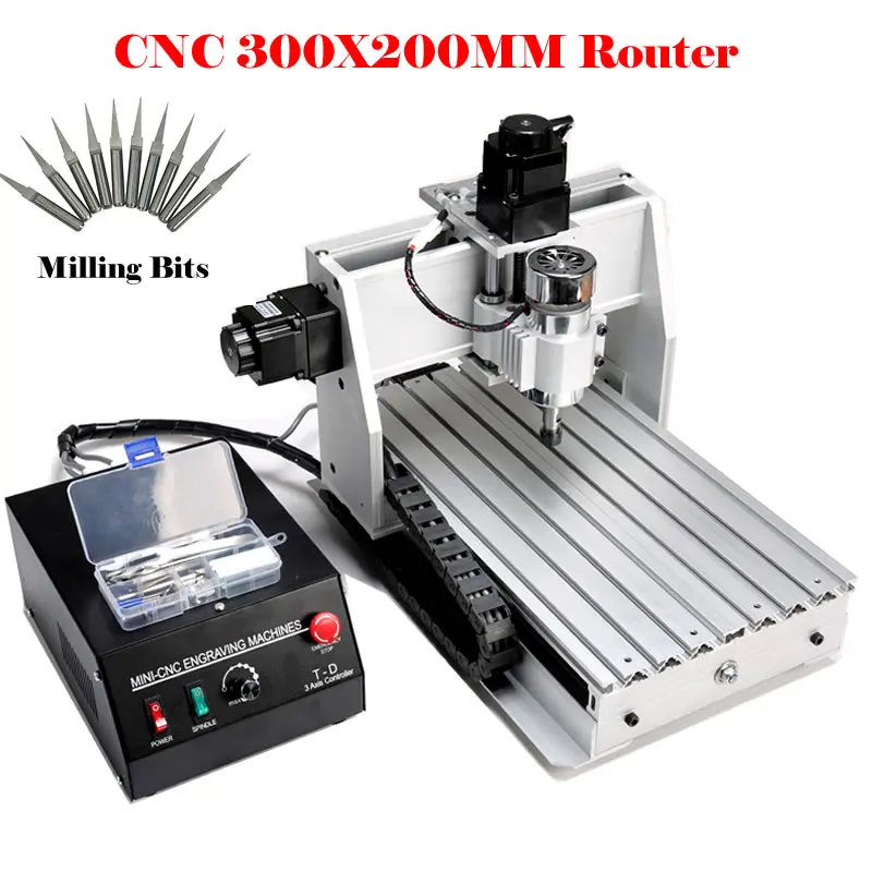 

Mini CNC 3D 3020 Router Kit 300W 3 Axis Ball Screw ER11 Collects Aluminum Engraving Milling Cutter Wood Carving Machinery
