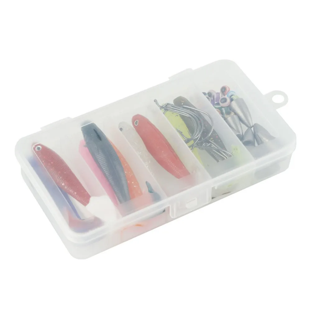 

50Pcs/Set Fishing Rigs Accessories Kit Soft Lures Beads Hooks Artificial Bait Sinker Carp Tackle Box Fishing Accessories Kit