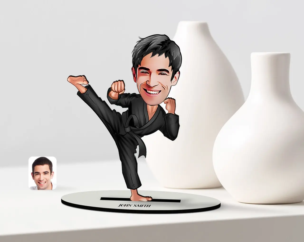 

Personalized Men 'S Karateka Caricature Of Wooden Trinket Model-1