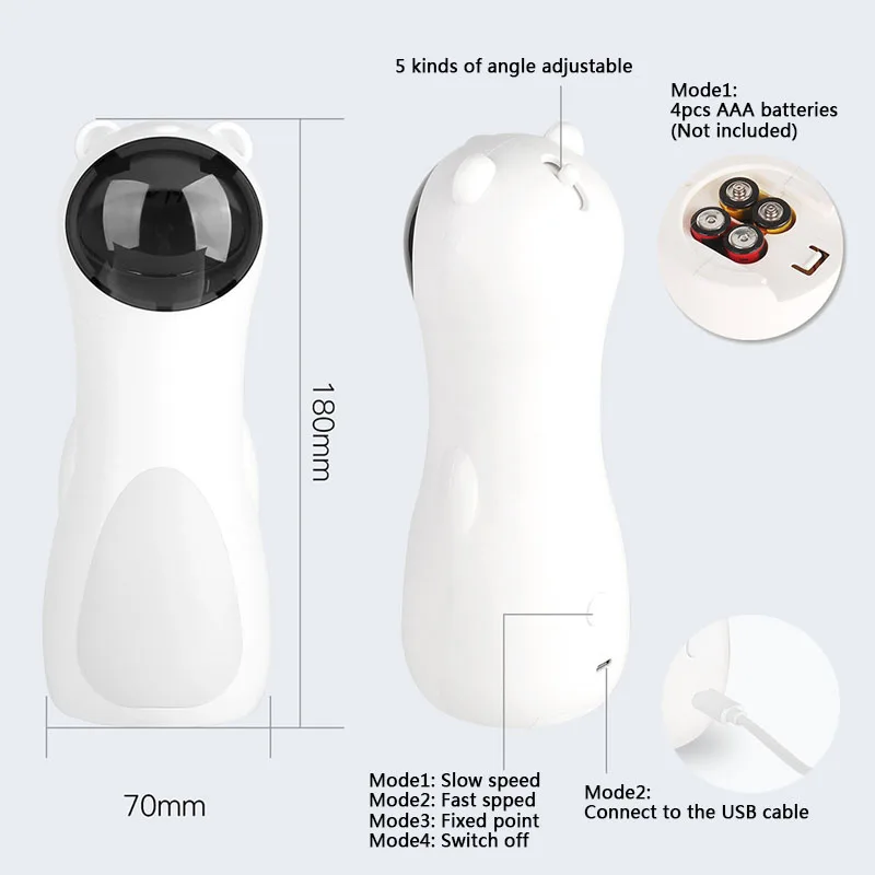 

Cat Interactive Toy LED Laser Funny Toy Auto Rotating Cat Exercise Training Entertaining Toy Multi-Angle Adjustable USB Charge