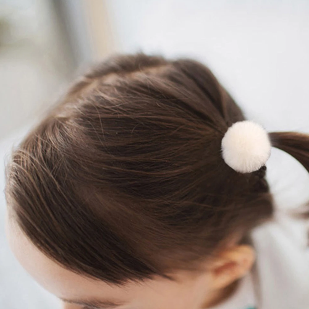 12 шт./лот цветов 1 дюйм однотонный меховой шар с веревкой аксессуары для волос