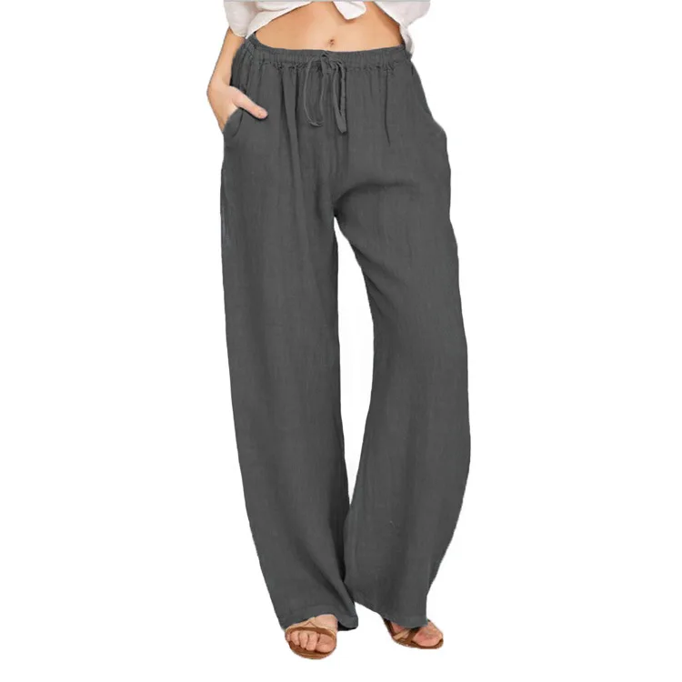 

Cross border women's wear 2021 New Europe and America Europe and America large loose cotton and hemp leisure pants women's wear