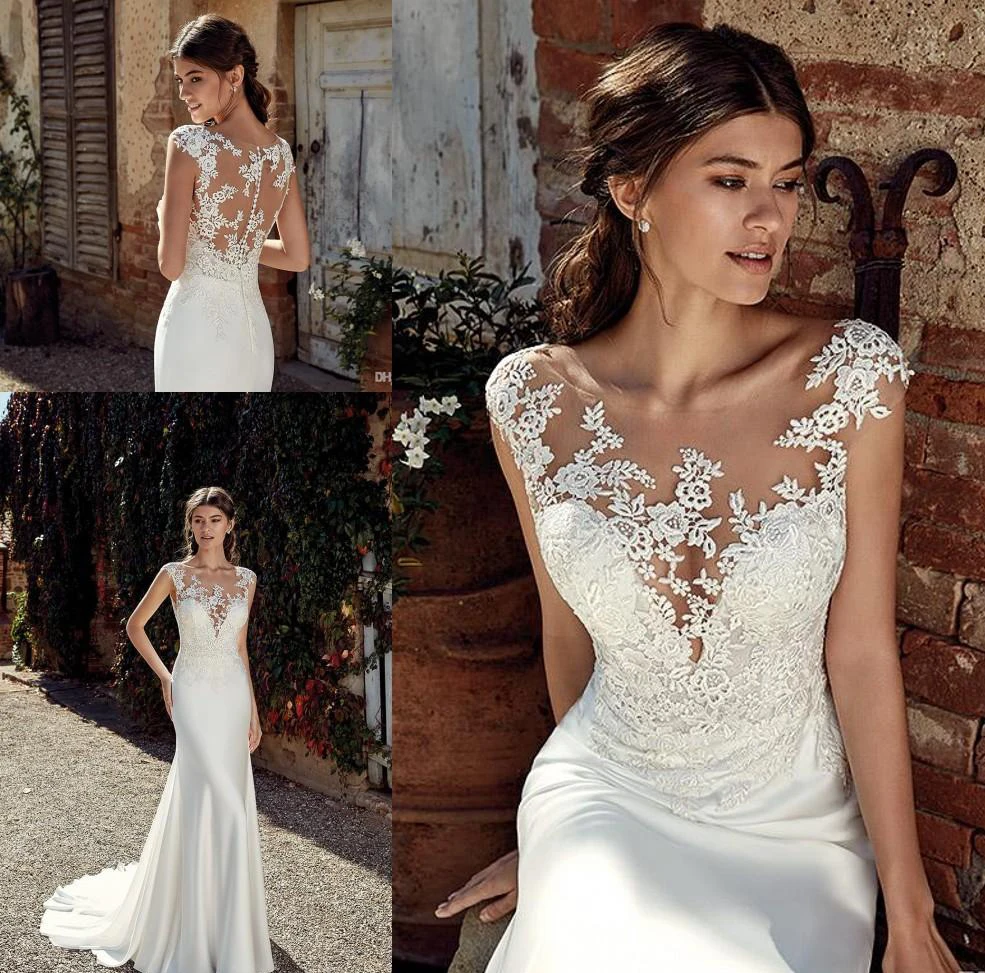 Горячая Новинка стиль Русалка Богемия Свадебные платья с рукавами-крылышками