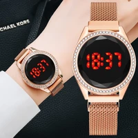 luxury digital magnetic watches for women rose gold diamond led ladies quartz watch female clock relogio feminino dropshipping