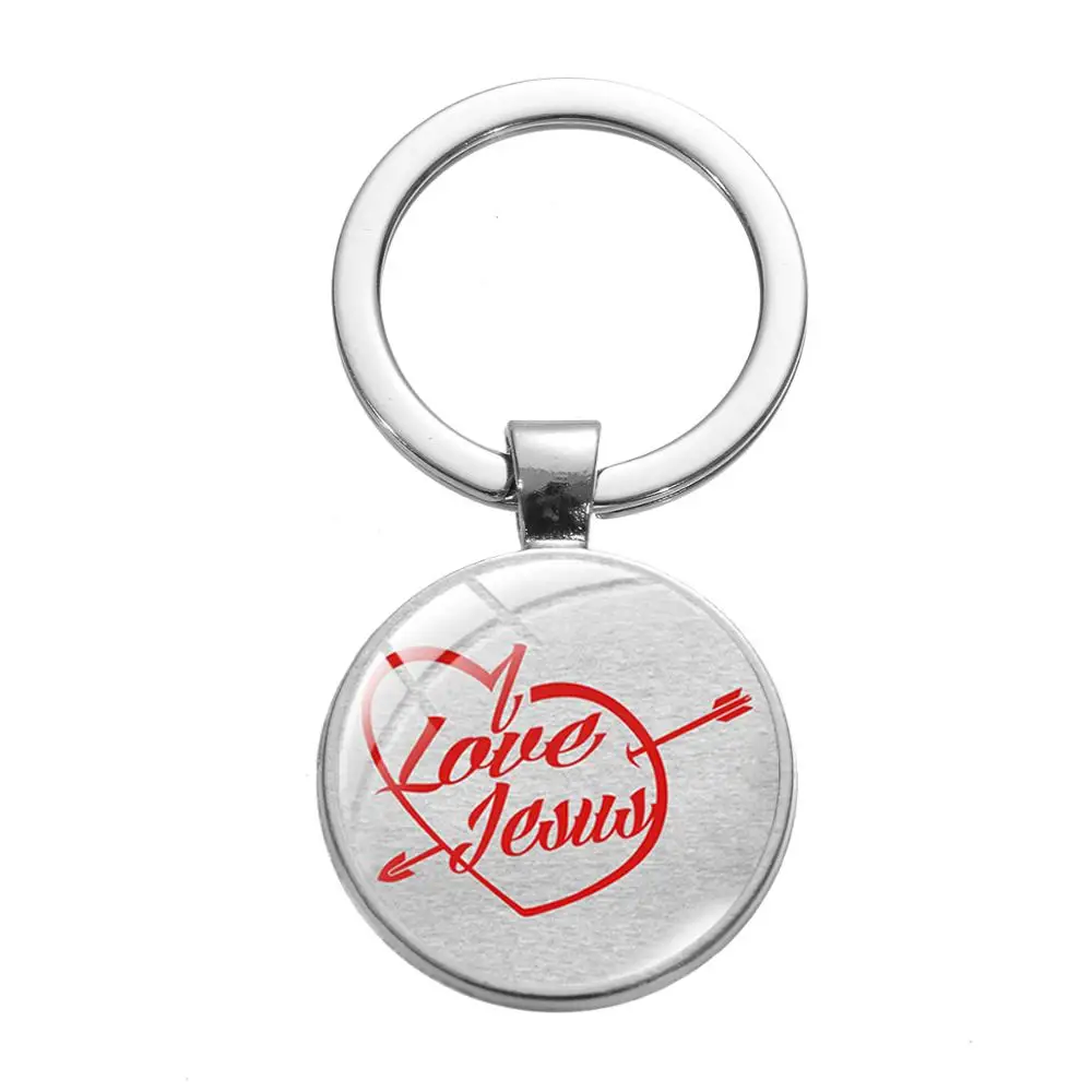 SONGDA Christian God I Love Jesus Charm Keychain Handbag Car Key Chain Unisex Accessories Glass Photo Dome Alloy Ring Holder | Украшения и