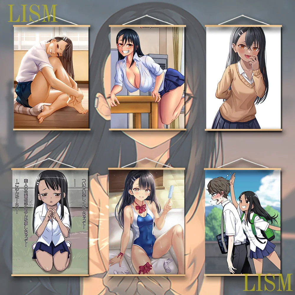 Jiranaide Nagatoro-san Naoto Hachiouji Yoshi Аниме Манга настенный постер из массива дерева