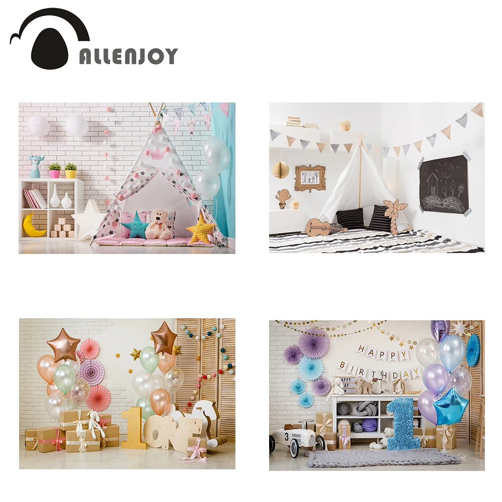 Фон Allenjoy с изображением торта на 1-й день рождения декор для комнаты воздушный шар