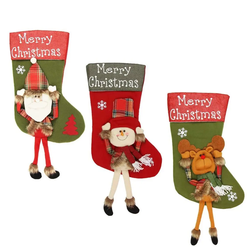 3 шт./лот носки-носки с Санта-Клаусом сумки для конфет украшения рождественской