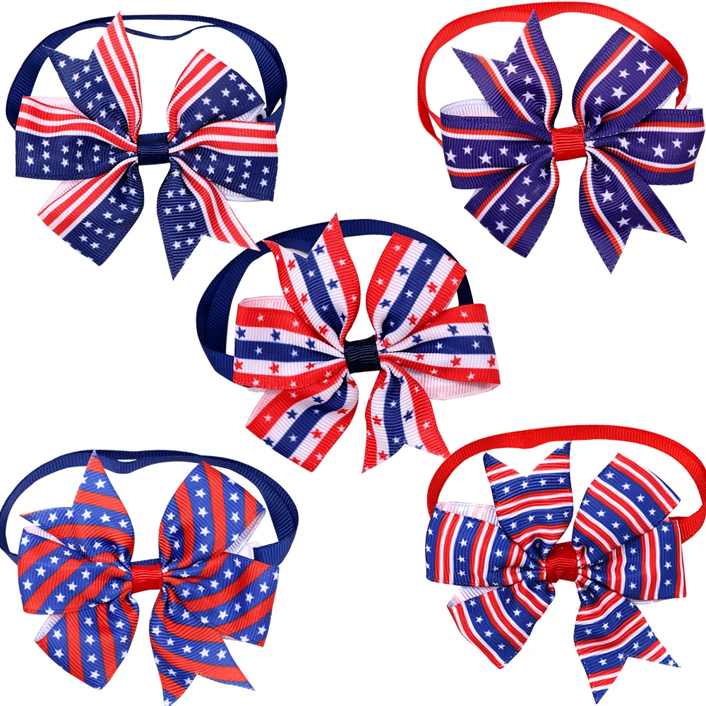 Галстук-бабочка для собак красный белый синий 30 шт. галстук-бабочка ошейник 4 июля