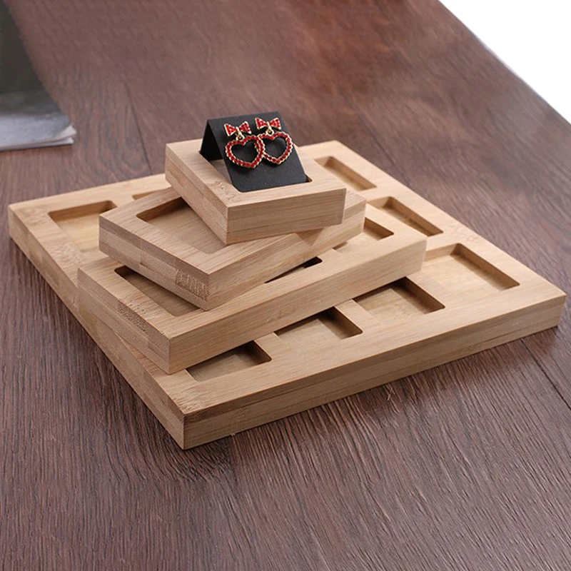 

Wood Earring Storage Card Holder with Tray for Jewelry Ring Necklace Display Organizer Case Jewelry Accessory Display