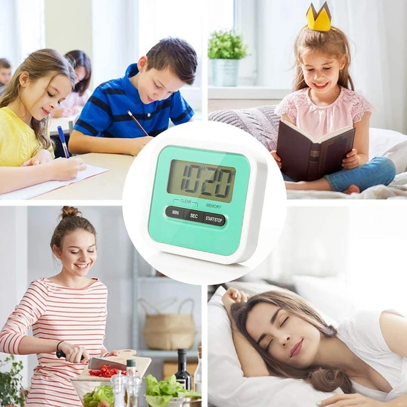 

Digital Kitchen Timer, 100-Minute Count Up & Countdown Timers with Memory Function, Large LCD Display, Loud Alarm