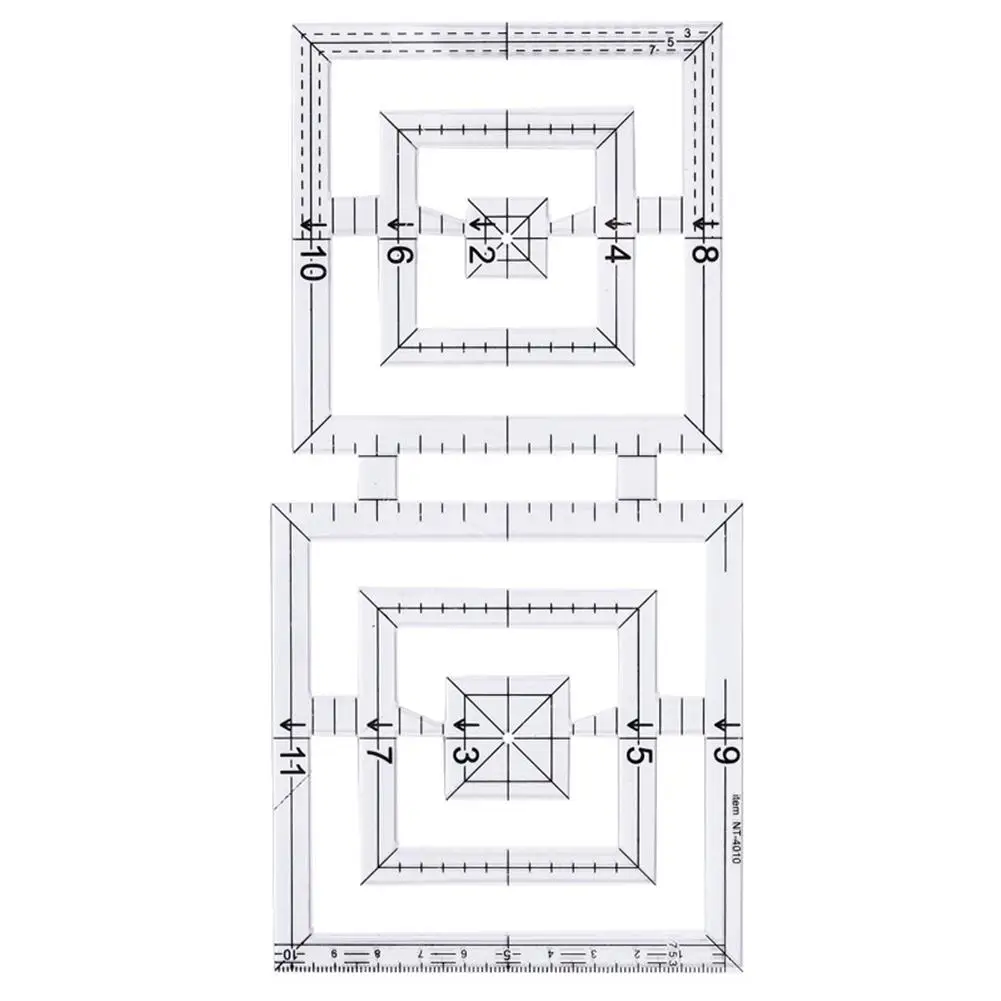 Швейная линейка Двойной квадратный акриловый инструмент для лоскутного шитья