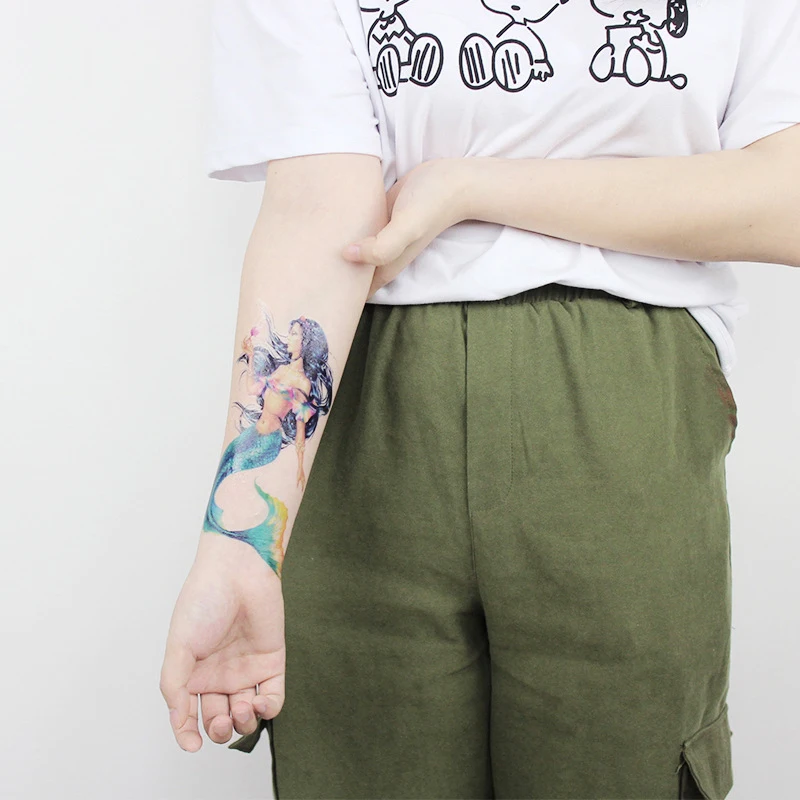 

Mermaid Series Waterproof Temporary Small Flower Arm Tattoos Summer Women Leg Back Fashion Cute Cartoon Tattoo Sticker Wholesale