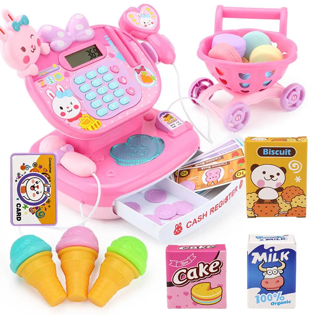 Simulation Multi-functional Cash Register Toy Educational Pretend Play Operated Working Calculator Scanner Set |