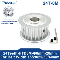 powge htd 8m 24 teeth timing synchronous pulley keyway bore 8 28mm for belt width 1520253040mm htd8m 24 8m af 24t 24teeth