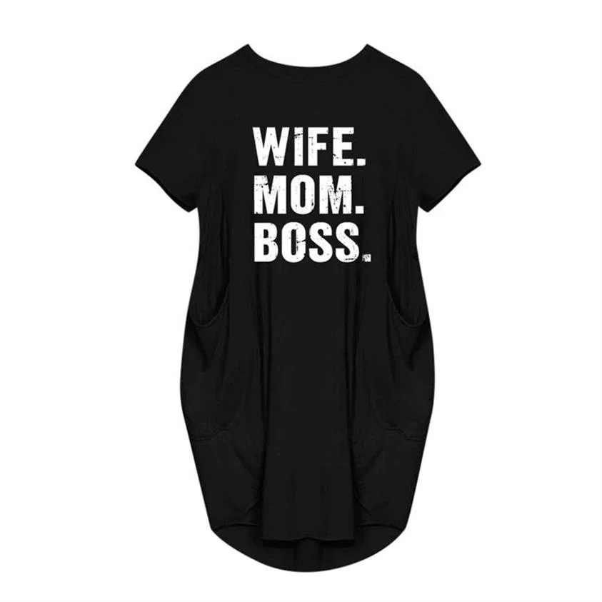 Мода 2021 летом с коротким рукавом платье мама BOSS буквенным принтом на каждый день